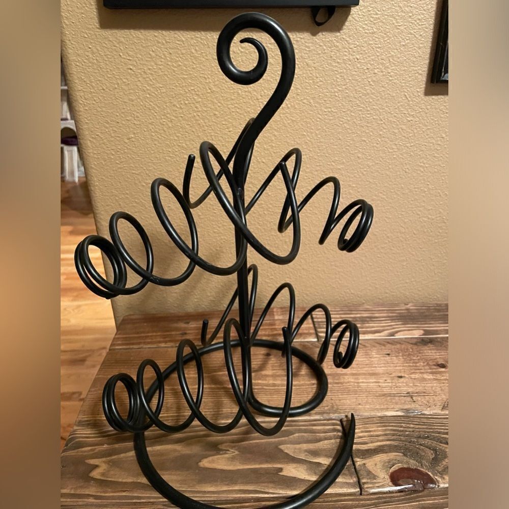 Vintage Wrought Iron Swirl Wine Holder